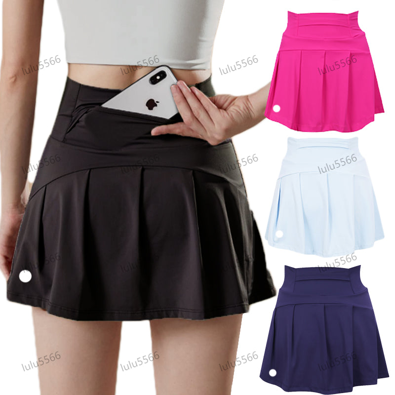 Yoga Tennis Skirts Pleated Skirt gym clothing women Running Fitness Golf Shorts Sports designer skirt Back Waist Pocket Zipper Pleated Short skirt g
