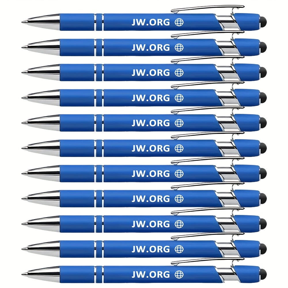 TEMU 11pcs Metal Ballpoint Pen Set - Smooth Writing, Touchscreen Compatible, Black Ink - Elegant Blue & Purple Executive Pens With "" Engraving &