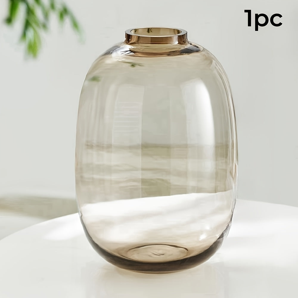 TEMU Elegant Glass Vase In Brown, Gray, - Long Stem Flowers & Centerpieces, Ideal For Home Decor