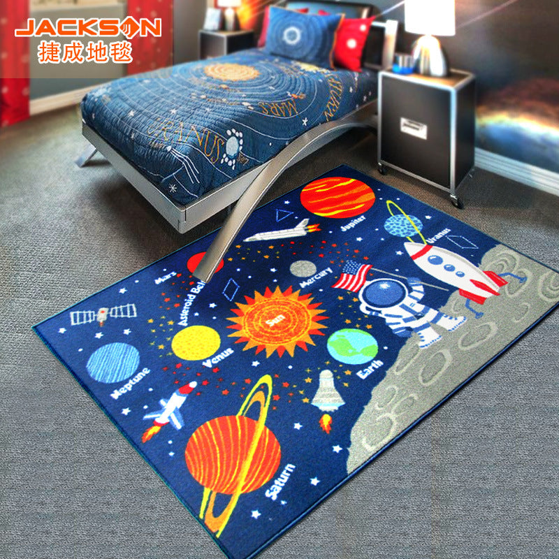 Children&#039;s Carpet Floor Mat Cartoon Planet Children&#039;s Room Bedside Carpet Learning Table Chair Mat