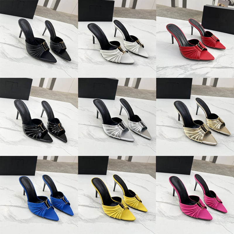 Designer Heels Slippers Open Toe Women Mules Summer Sandals Fashion Wedding Party Dress Shoes Casual Style With Box 699