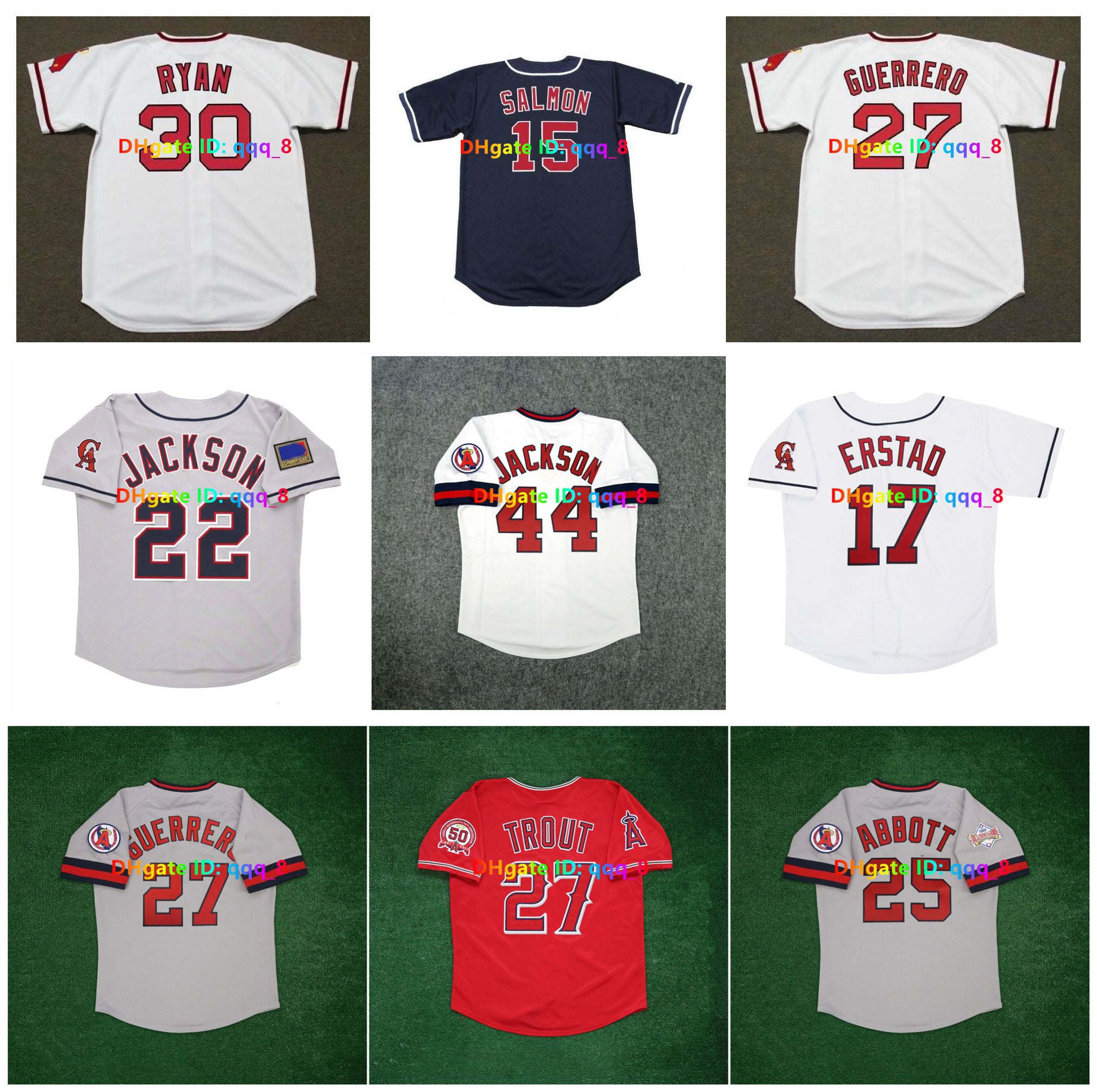 Mike Trout Tim Salmon Nolan Ryan Anaheim Throwback Baseball Jersey Angel Vladimir Guerrero Jim Abbott Bo Pujols Jim Edmonds Reggie Jackson Wally Joy