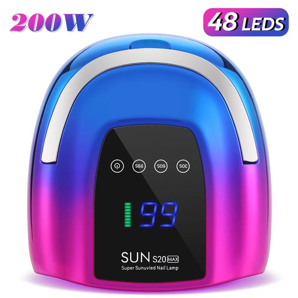 200W UV nail lamp 48 LED nail dryer with LCD screen rechargeable manual light used to cure all nails gel nail art tools 241030