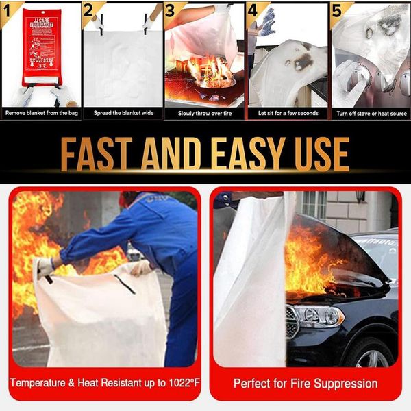 1M Fire Blanket Fighting Fire Extinguishers Tent Boat Emergency Blanket Survival Fire Shelter Safety Cover for home and kitchen