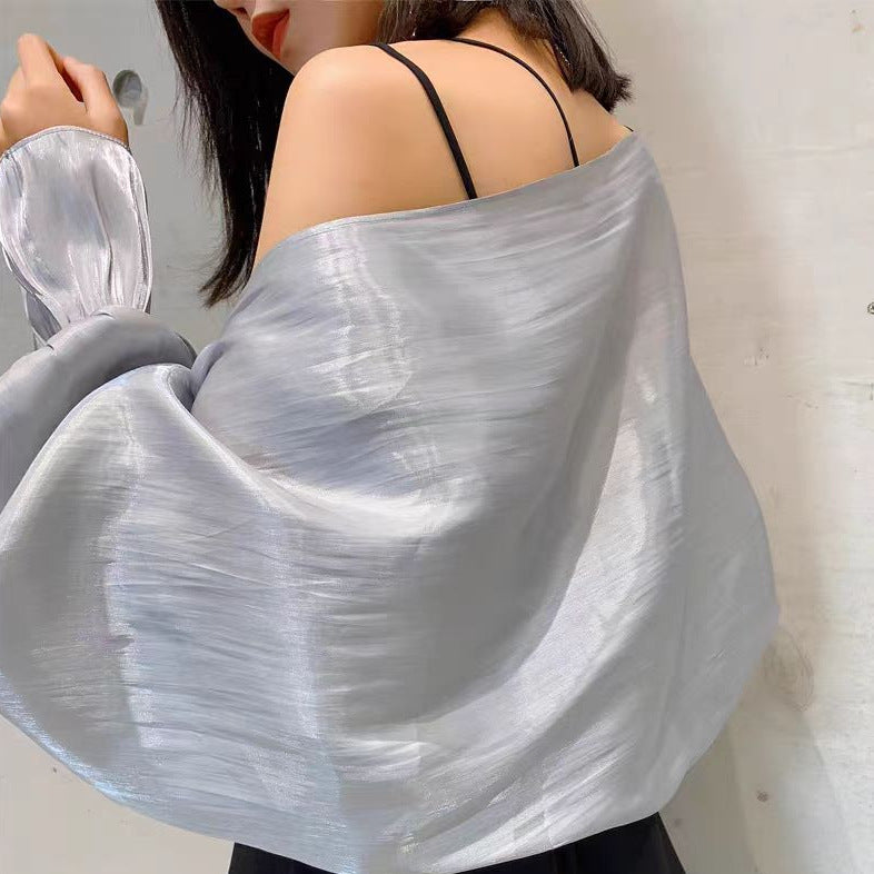 K893 Very fairy ice silk shawl with skirt chiffon sunscreen cardigan loose and stylish outerwear tops for women 2025 spring and summer new