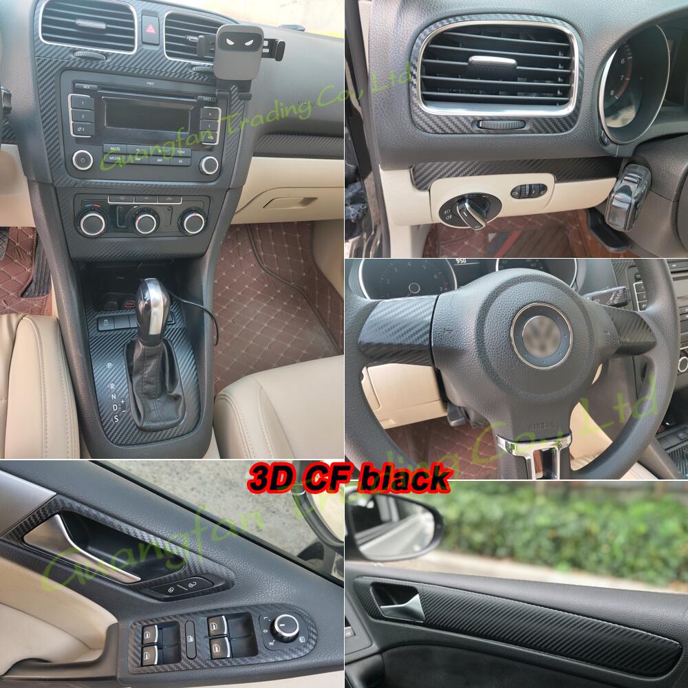 For Volkswagen Golf 6 GTI MK6 R20 Interior Central Control Panel Door Handle Carbon Fiber Stickers Decals Car styling Accessorie