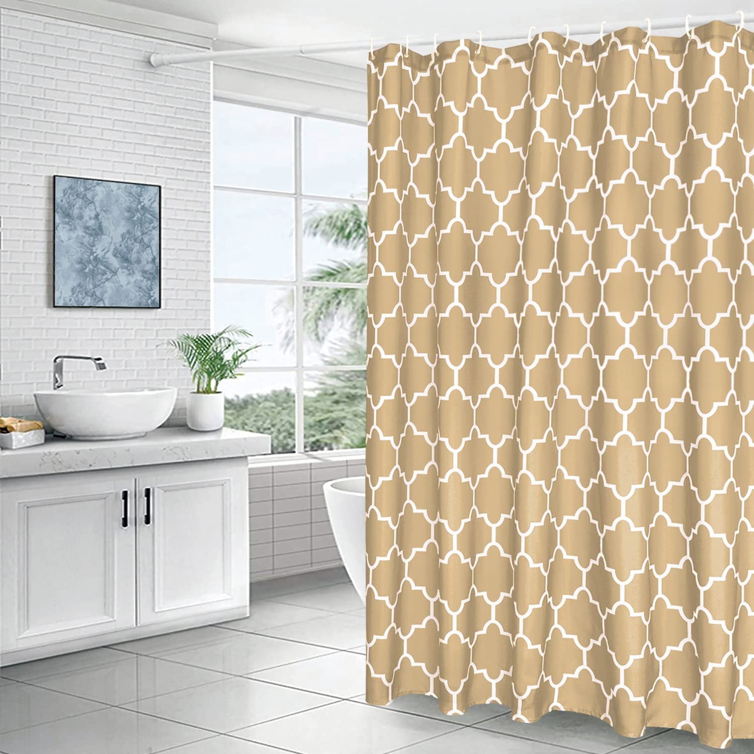 YL-37010 Manufacturer Spot Digital Printed Fabric Shower Curtain Waterproof Thickened Bathroom Partition Curtain with Hook