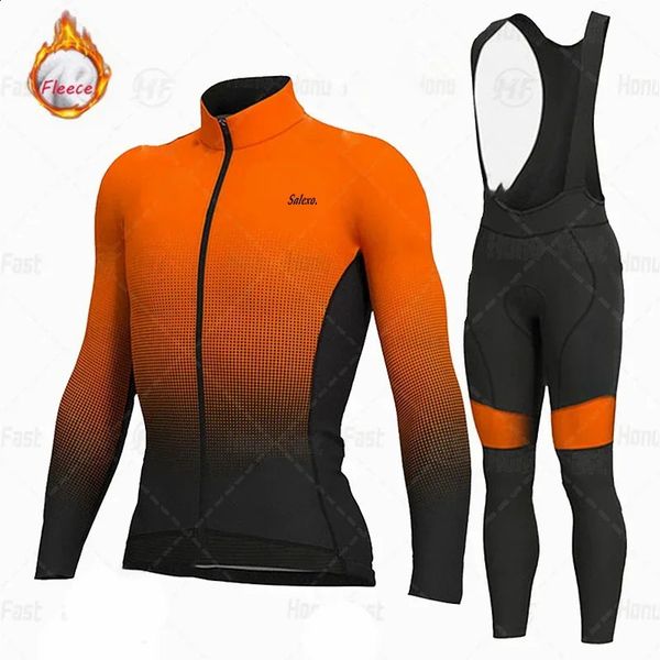Mens Bicycle Shirt Set Winter Wool Long Sleeve Road Bicycle Clothing MTB Bicycle Jacket Ropa Ciclismo Hombre 241021