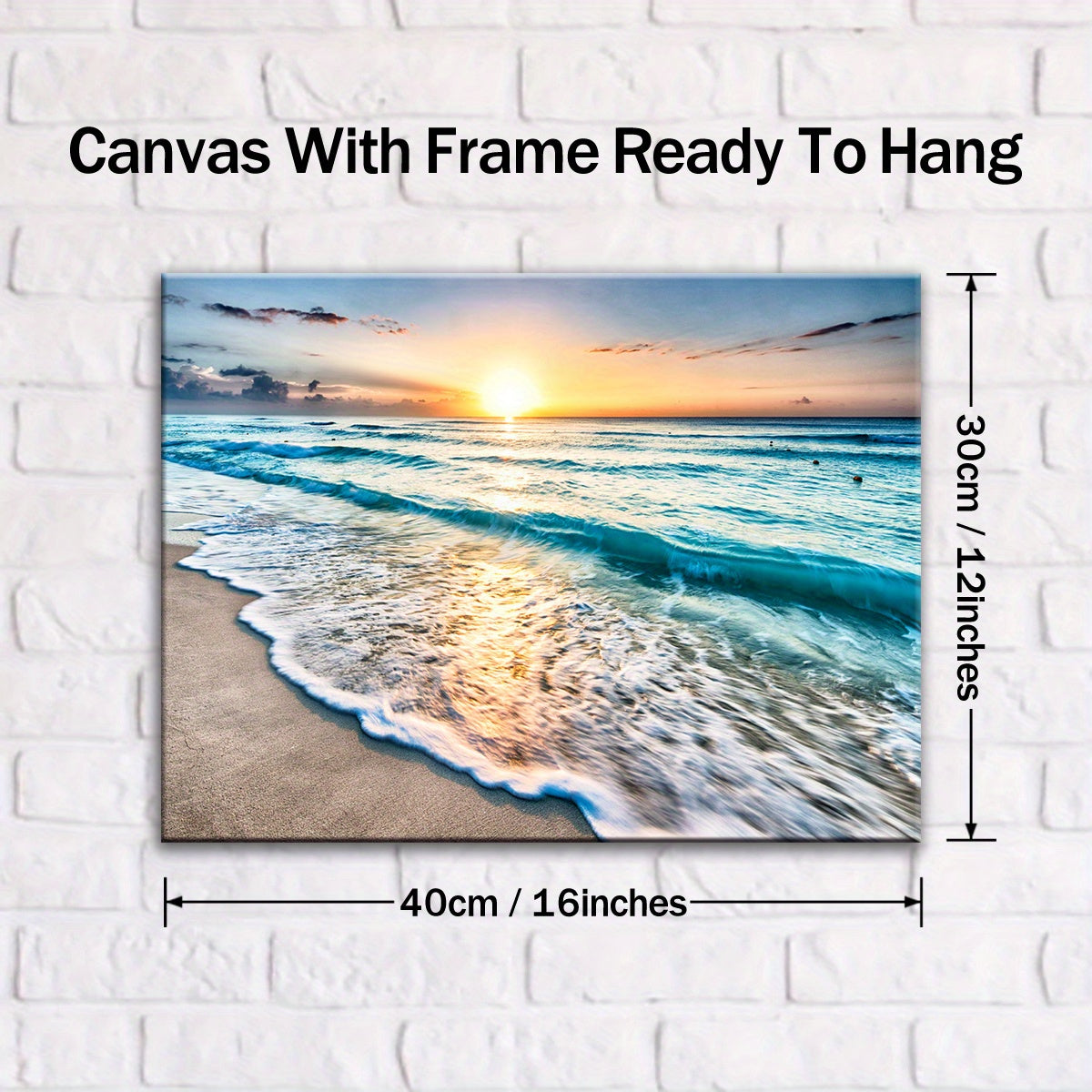 TEMU 1pc Sunset Canvas Art Print With Wooden Frame - Vibrant Wall Decor For Living Room, Bedroom, Kitchen, Or Bar - Waterproof, High- On Canvas,