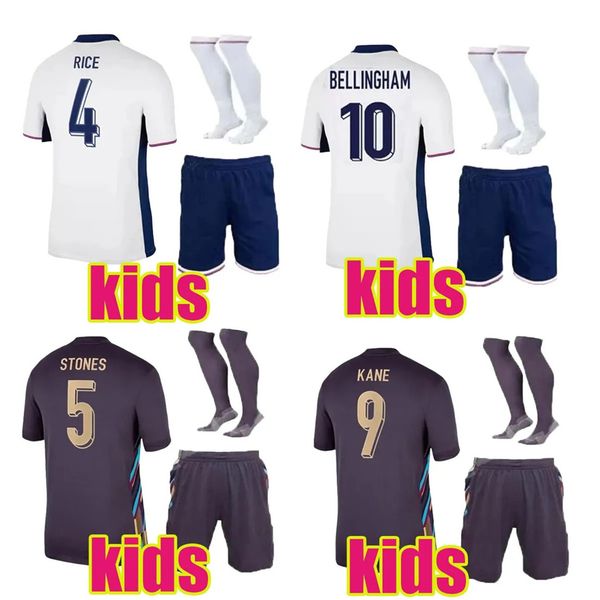 2024 Soccer Jerseys SAKA FODEN BELLINGHAM RASHFORD ENGLAND KANE STERLING GREALISH National team Football Kit 24 25 Red shirts White Blue Kid