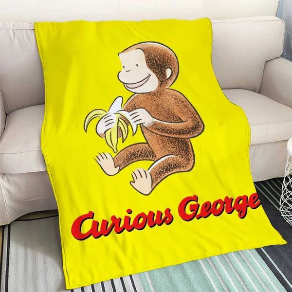 Curious George Decorative Blankets for Sofa Fleece Blanket for Sofas Throw Blanket Fluffy Bed Blankets and Throws Home InteriorC241216
