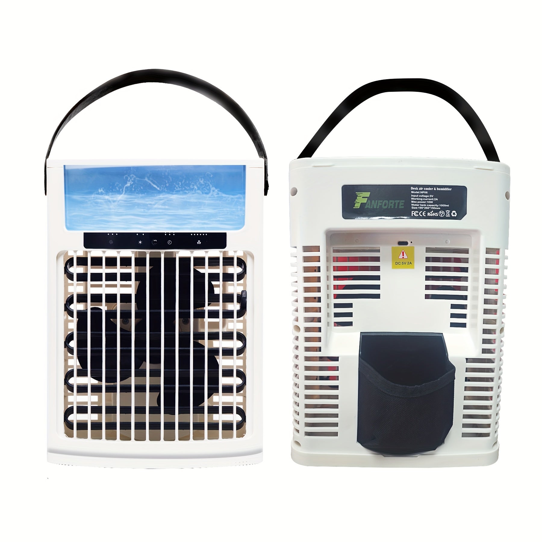 TEMU Mini Portable Air Conditioner, Cooling Fan, Quiet Evaporative Air Cooler, Usb Ac Unit, Desk Motor Tower Fan With 2-4-6h Timer-7c Light-1l Tank