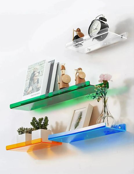 Acrylic Shelf for Wall StorageFloating BookshelvesDisplay Shelf Organizer for BathroomBedroomLiving RoomKitchenRoom Decor 250208