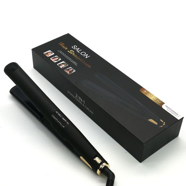 Curling Irons LISAPRO Original Ceramic Hair Straightening Flat Iron 1&quot; Plates |Black Professional Salon Model Straightener Curler 23042