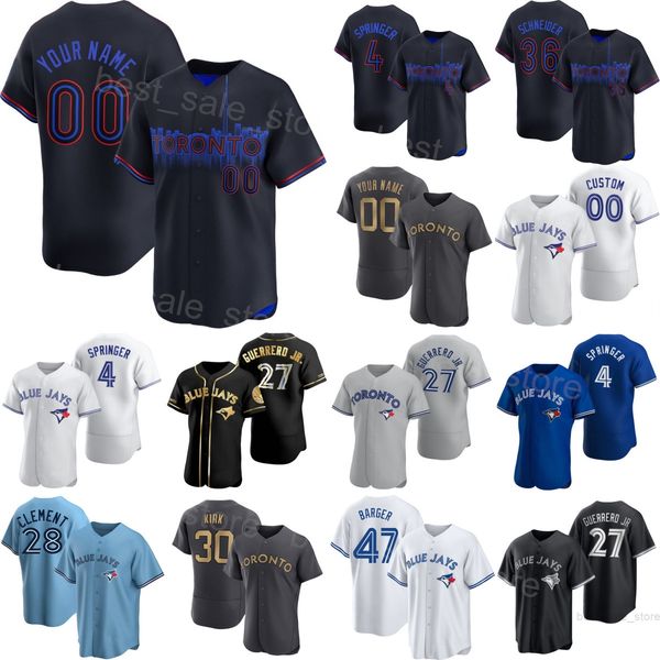 Woman Youth Man Baseball Blue Jays Jersey 27 Vladimir Guerrero Jr. 4 George Springer 28 Ernie Clement 36 Davis Schneider 30 Alejandro Kirk 4