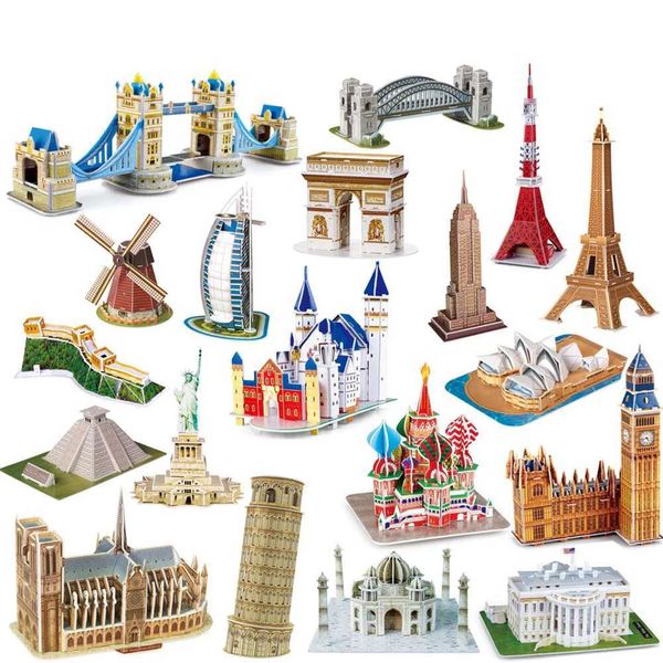Bargain price High Quanti Toys 3D Puzzle World Famous building Model for School Students Educational Toys 23sle PuzzlesXJ241218