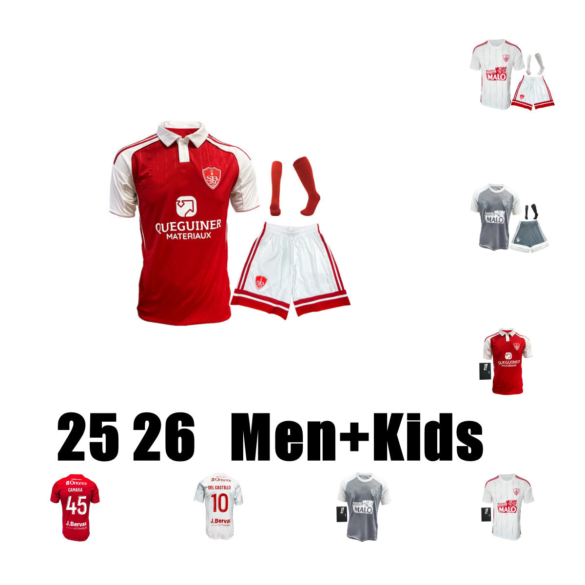 25 26 Stade Brestois Soccer Jerseys K.DOUMBIA M BALDE LE CARDINAL Football Shirts 2025 2026 L AJORQUE MAGNETTI MAKALOU MBOCK CHARDONNET Men Kids Kit