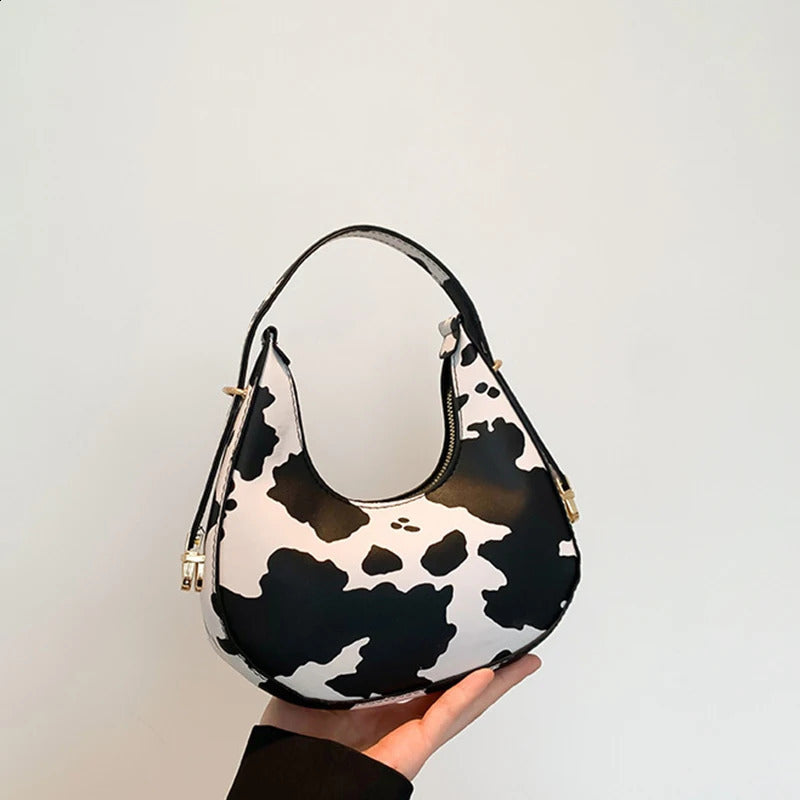 Cow Pattern Shoulder Bag For SpringSummer Versatile Womens Personalized Korean Leopard Underarm Handbag 250227