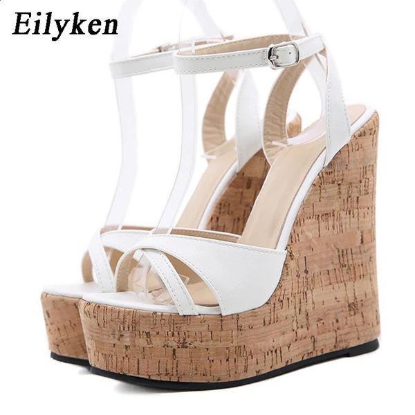 Eilyken Summer White Womens High Heels Hollow Out Sandals Platform Buckle Wedges Front Open Toe Ladies Shoes 241118