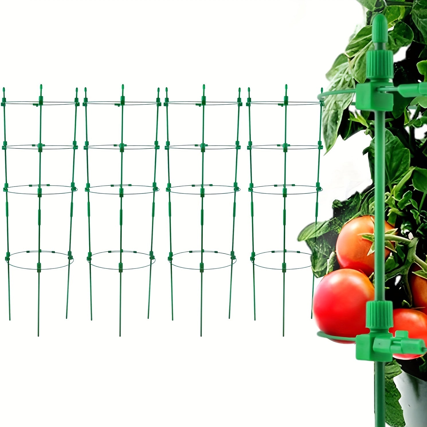 TEMU New Upgraded Garden Tomato Rack 4pcs Set Of 36 Inch Tomato Plant Support Cage, Tomato Pile Grid Rack Suitable For Climbing Plants, Cherries,