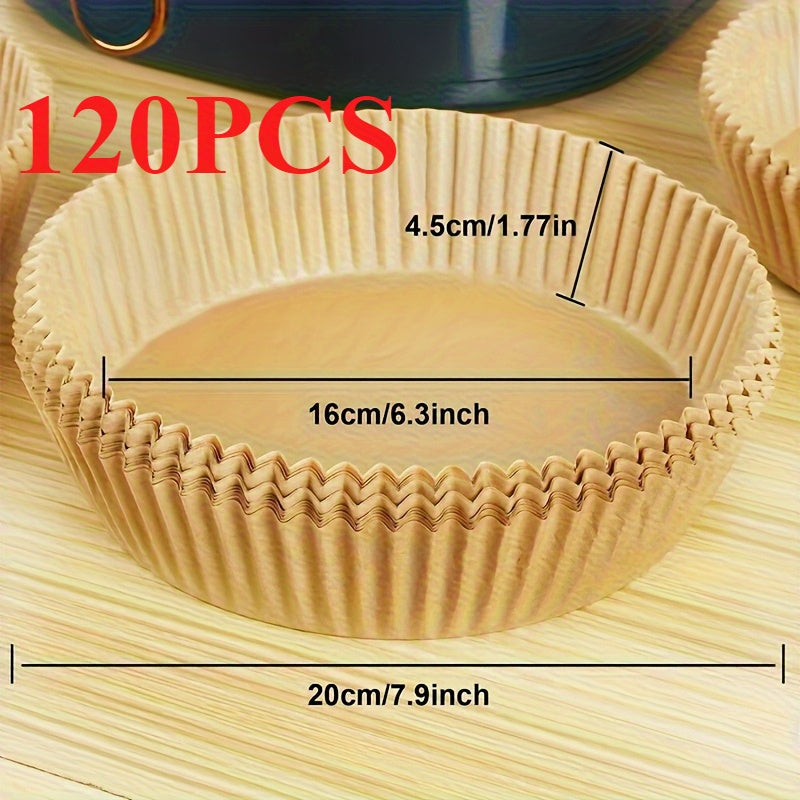 TEMU 120 Disposable Paper Liners, Suitable For Air Fryer, Oil-proof And Baking Parchment Paper, Ideal For Baking, Frying, Microwave, And Cooking,