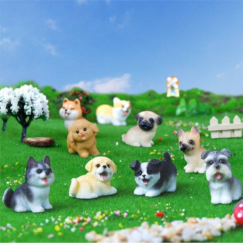 TEMU Dog Resin Small Ornaments Dog Micro Landscape Creative Car Desktop Statue Ornaments