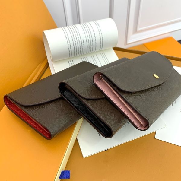leather Long credit card holder Purses Women Wallets button Bag Leather brown Wallet wer Purse Fashion Card Holders Designer Pocket With box