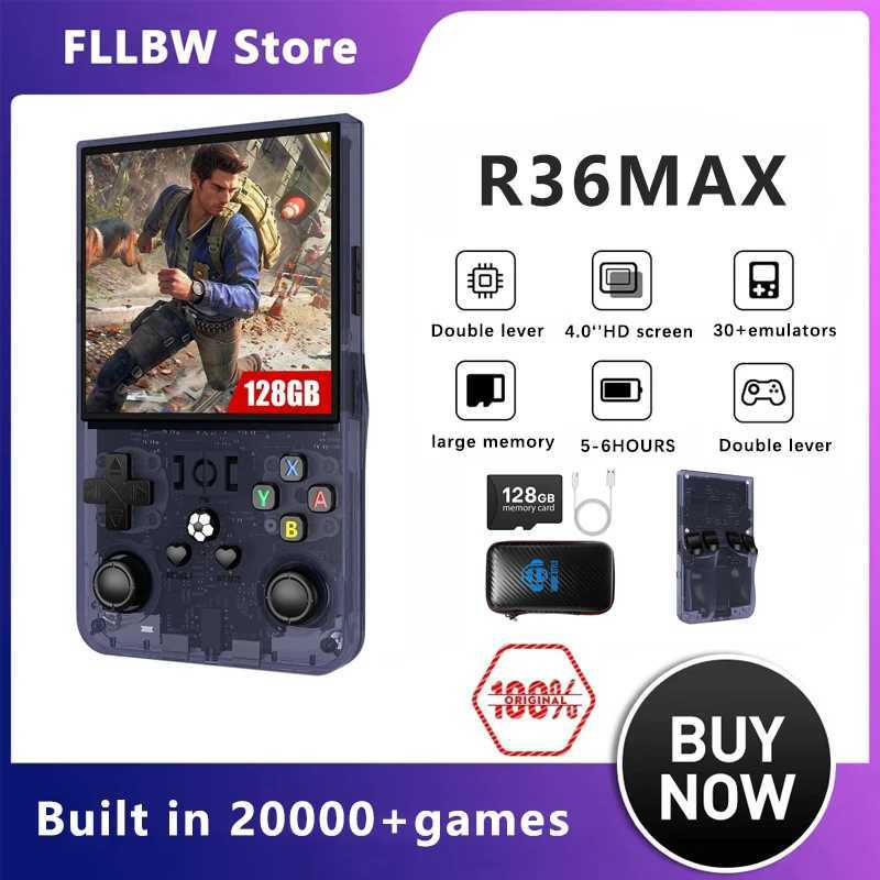 FLLBW R36 MAX Retro Gaming Console 4.0 Inch Screen Portable Open Source Video Game Player Built-in 15000+ Games 64G-128G XJ250619