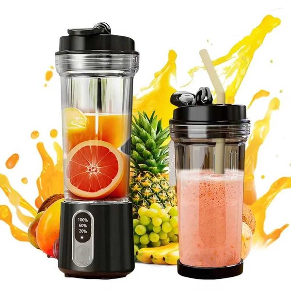 New Portable Blender with Digital Display Electric Fruit Mixer 4000mAh USB Rechargeable Juicer Cup with 4 Extended Cyclone BladeXJ241227
