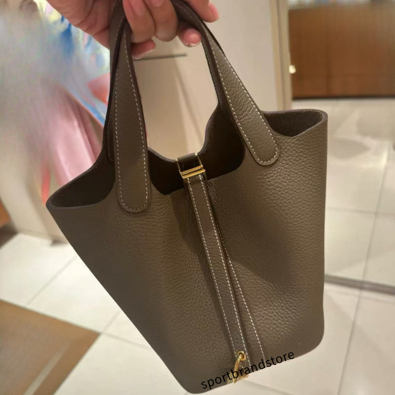 10A Quality Bucket Lock Bag tote bag women purse totes designer handbag Picotins18cm 22cm Handmade Bucket bags classic cowhide shopping bag