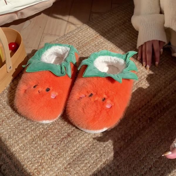 Soft soled home summer slippers Girl love cute tomato with indoor street sandals girl slippers