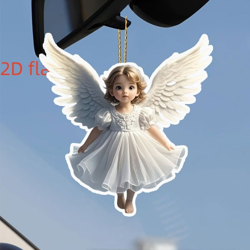 TEMU 2d Flat, 2d Acrylic Flat Car Pendants, White Car Pendants, Holiday Christmas Tree Decorations, Couples Gifts, Home Decorations, Keychains,