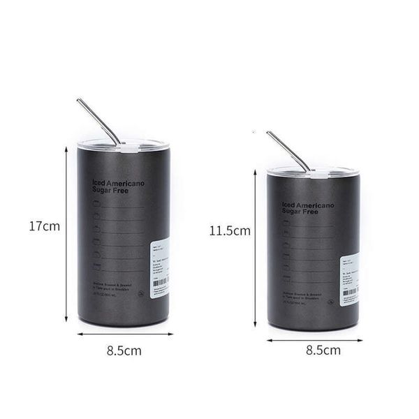 With Cup Mug 320-600ml Coffee Lid Espresso Cups Aesthetic Cold Stainless Steel Pretty Coffeeware Drinkware Drink Items Straw Bar s ware
