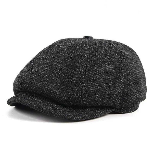 Berets Black Newsboy Caps Men Autumn Beret Hat Peaky Blinders Winter 2024 Casual Vintage Mens Caps Warm Knitted Berets H241107
