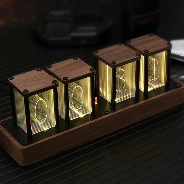 Nixie Tube Clock: Colorful LED Digital Table Clock with USB Power, Alarm Function, Large Display for Bedroom & Desk Decor (2024 Model)