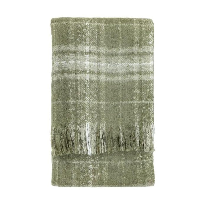 Check Faux Mohair Throw - Olive