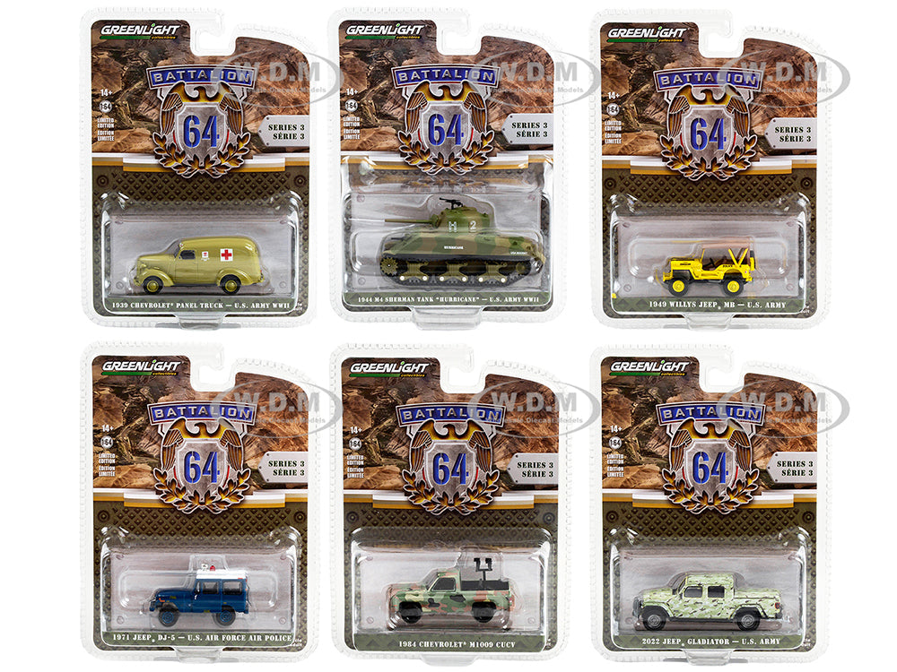 "Battalion 64" Set of 6 pieces Series 3 164 Diecast Models by Greenlight