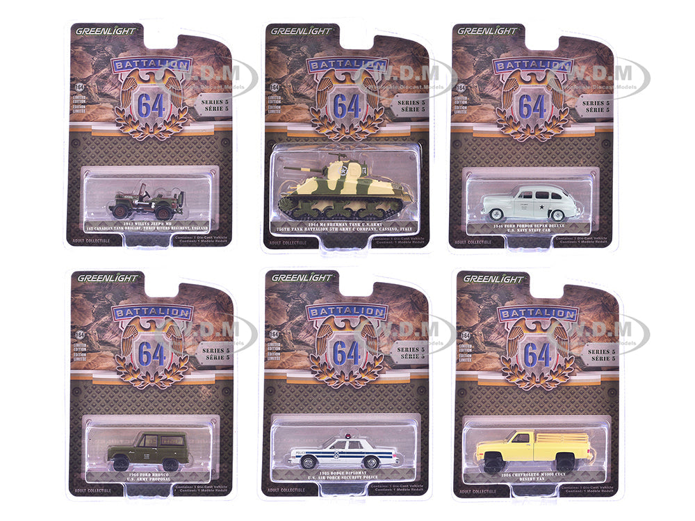 "Battalion 64" Series 5 Set of 6 pieces 164 Diecast Models by Greenlight