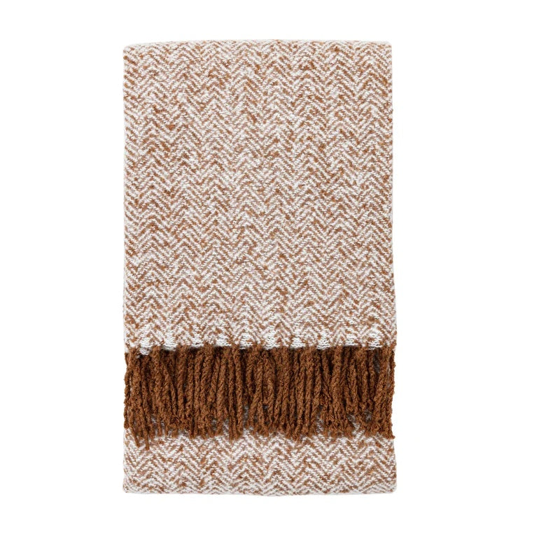 Herringbone Faux Mohair Throw - Tan