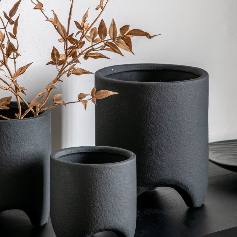Jax Large Textured Planter - Black