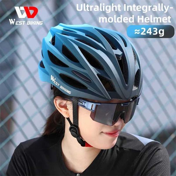 Cycling Helmets WEST BIKING Female Lightweight Helmet Road Racing Bike Gradient Color Helmet Skateboard Triathlon Integrated Men Safety Helm