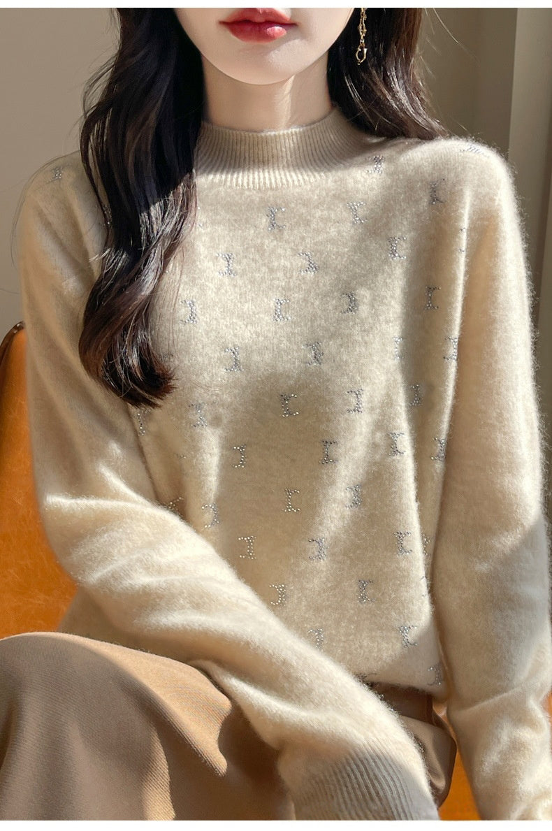 Women&#039;s Sweaters Women Clothes Fashion Turtleneck Temperament Bottoming Shirt Loose All-match Knitting Pullovers Autumn Winter Letter