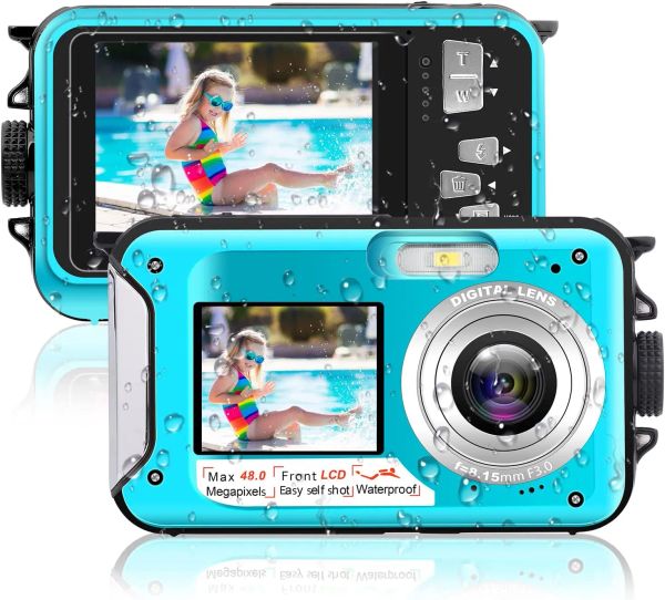 Underwater 2.7K Camera 48Mp Waterproof Digital Cameras 10Ft HD Video Selfie Dual Screen 16X Water 835 S 6 s