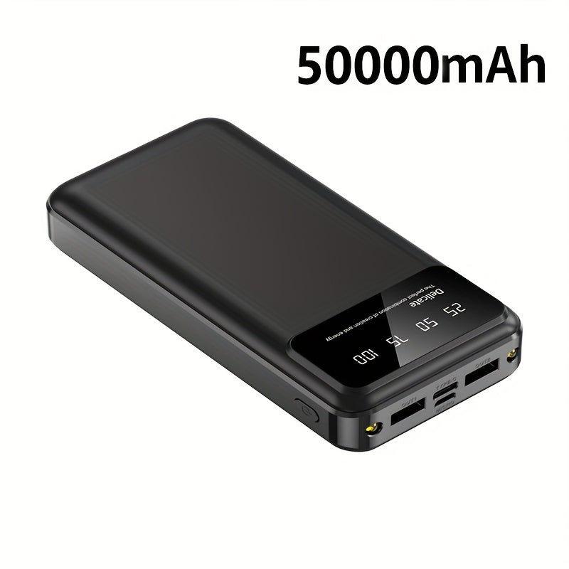 TEMU 50000mah Portable Large-capacity Power Bank, Suitable For Charging Mobile Phones- Electronics And Other Equipment, Led Display-flashlight,