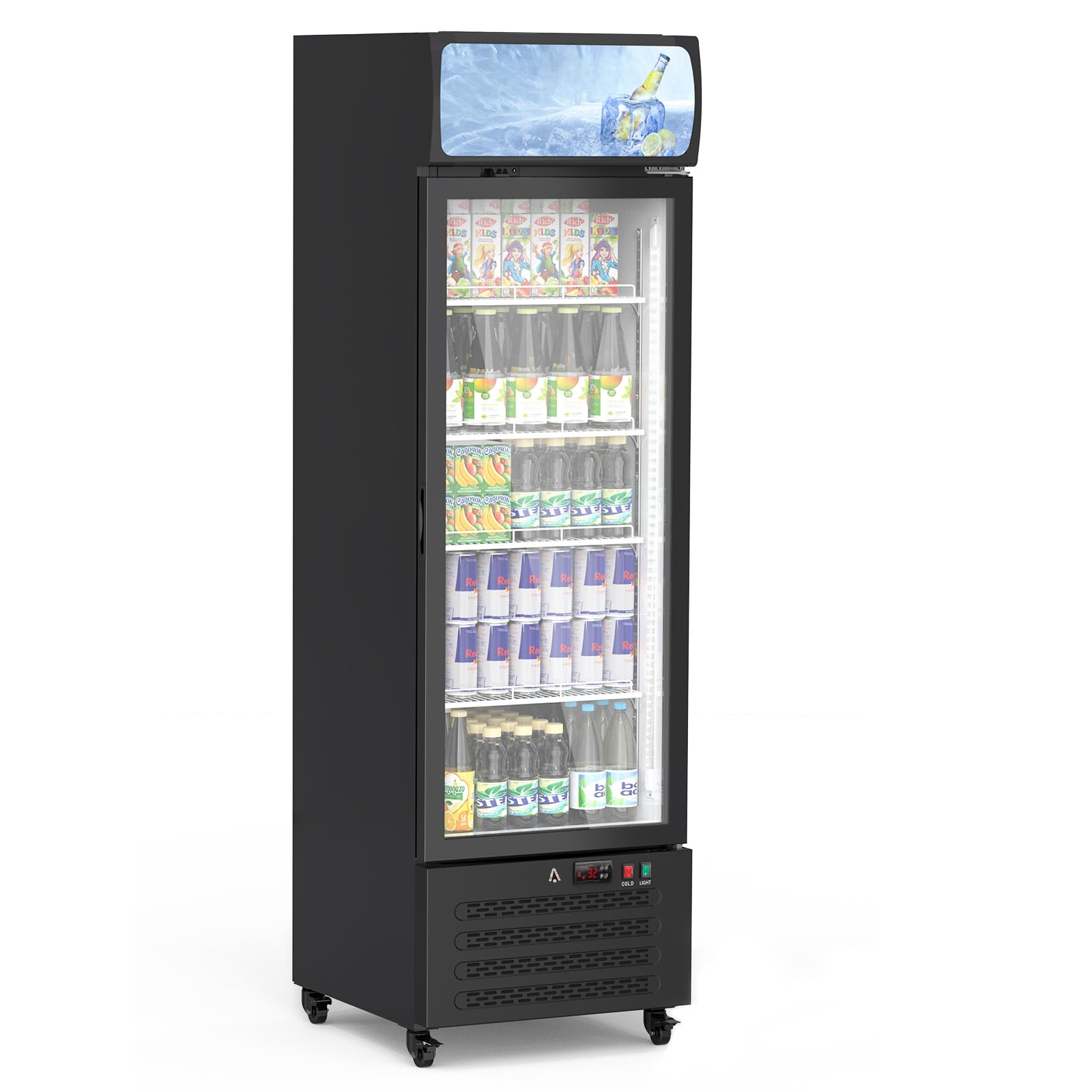 Garvee Commercial Glass Door Display Refrigerator, 11.3 Cu. Ft. Merchandiser Fridge Upright Beverage Cooler, Commercial Cooler Fridge for Bar Restaura