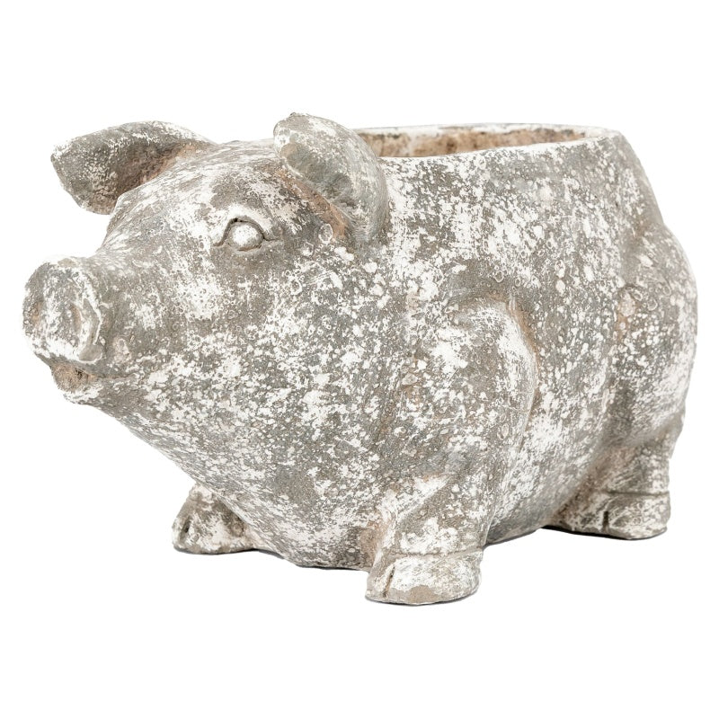 Pig Cement Planter Large - Antique White