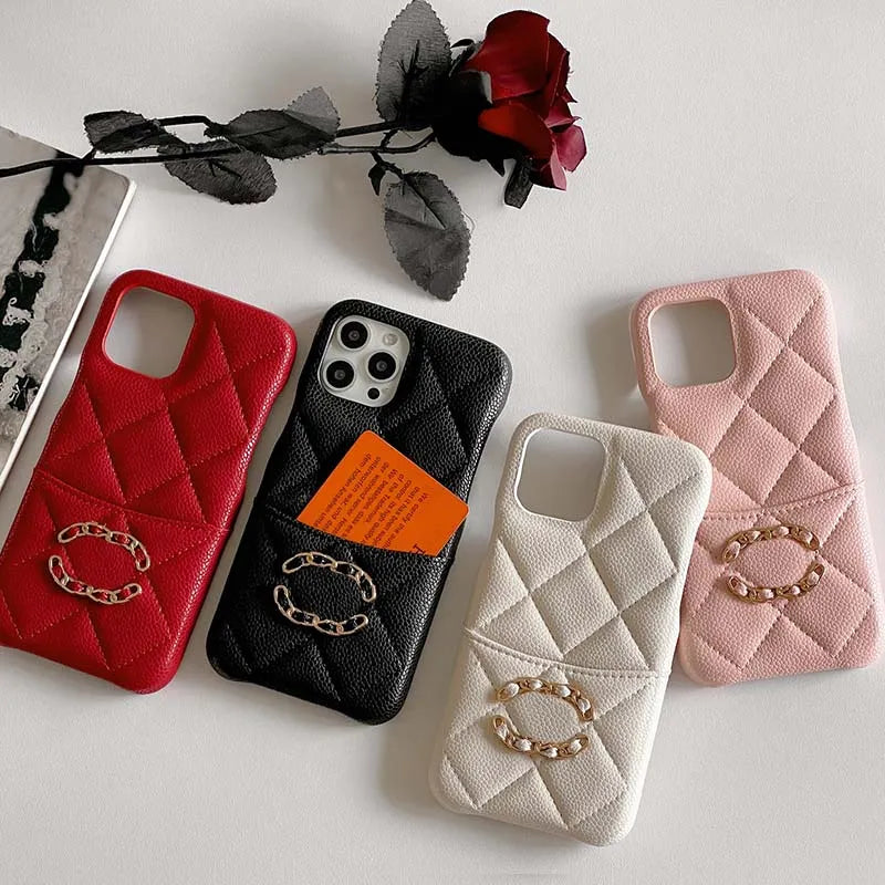 Designer Phone Case for iPhone 16 Pro Max Cases Card Holders Apple iPhone 15 pro max 14 13 12 13promax 15pro 14 Plus 15 Plus Case Leather Caviar Qui