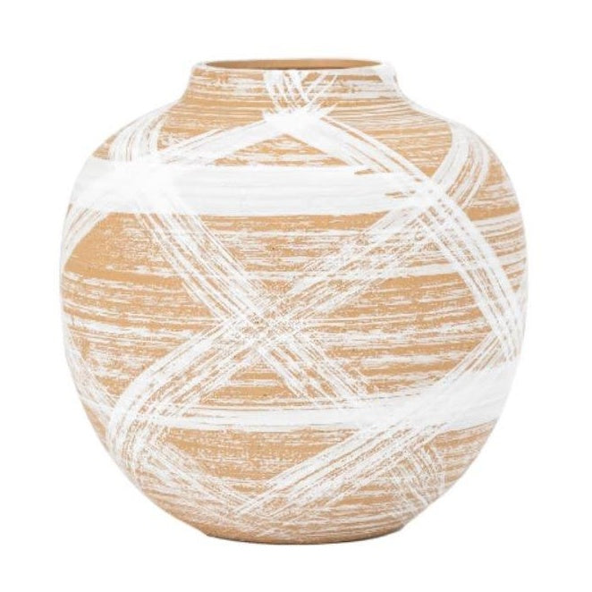 Tarka Reactive Small Stoneware Vase - Brown-White