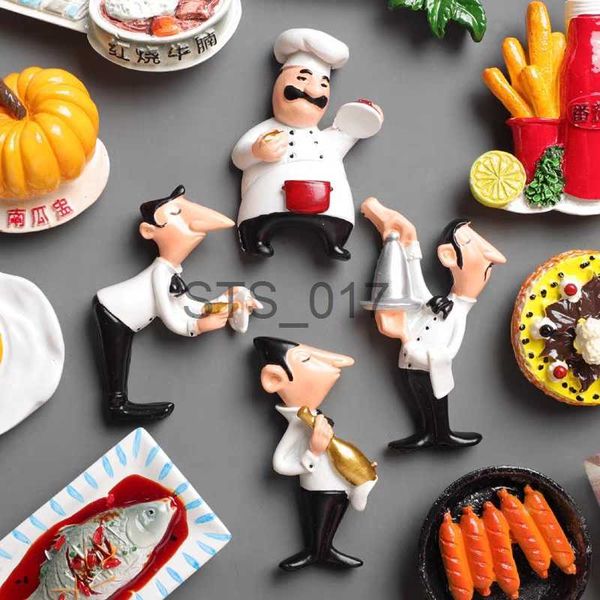 Fridge Magnets Cute 3D Fridge Magnets Kawaii Chef Cartoon Refrigerator Stickers Small Cook Resin Magnetic Fridge Magnet For Home Kitchen Dec