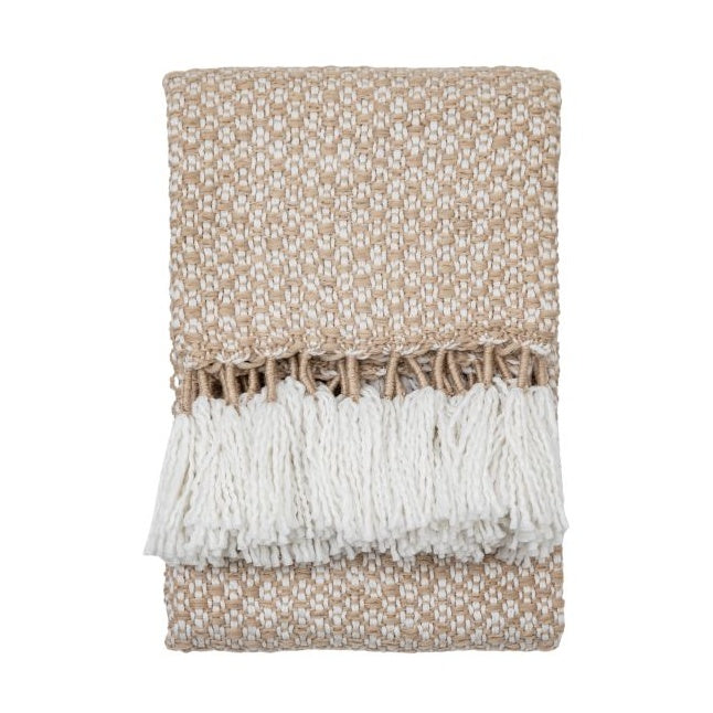 Woven Wrapped Tassel Throw 130x170cm - Natural-Cream